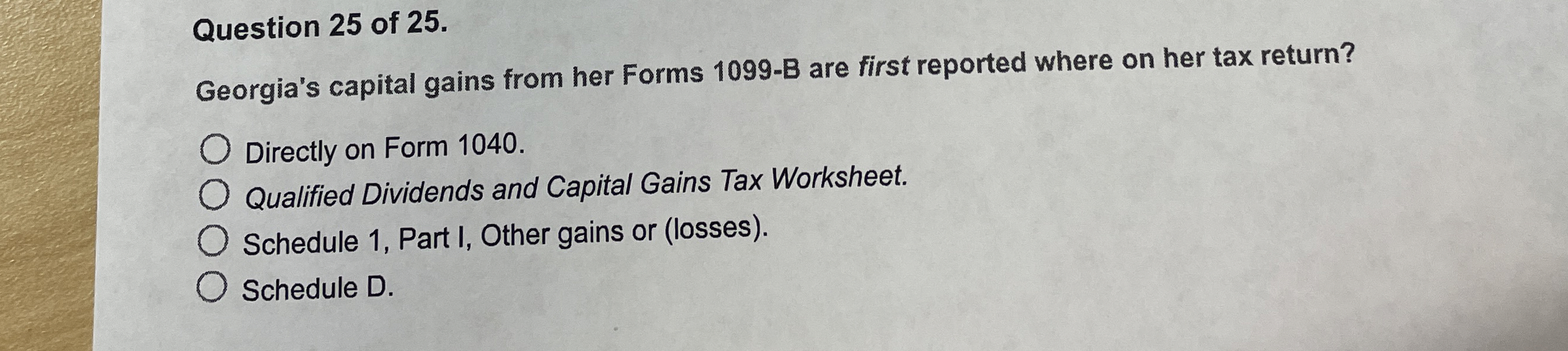 Question 2 5 of 2 5 . Georgia's capital gains