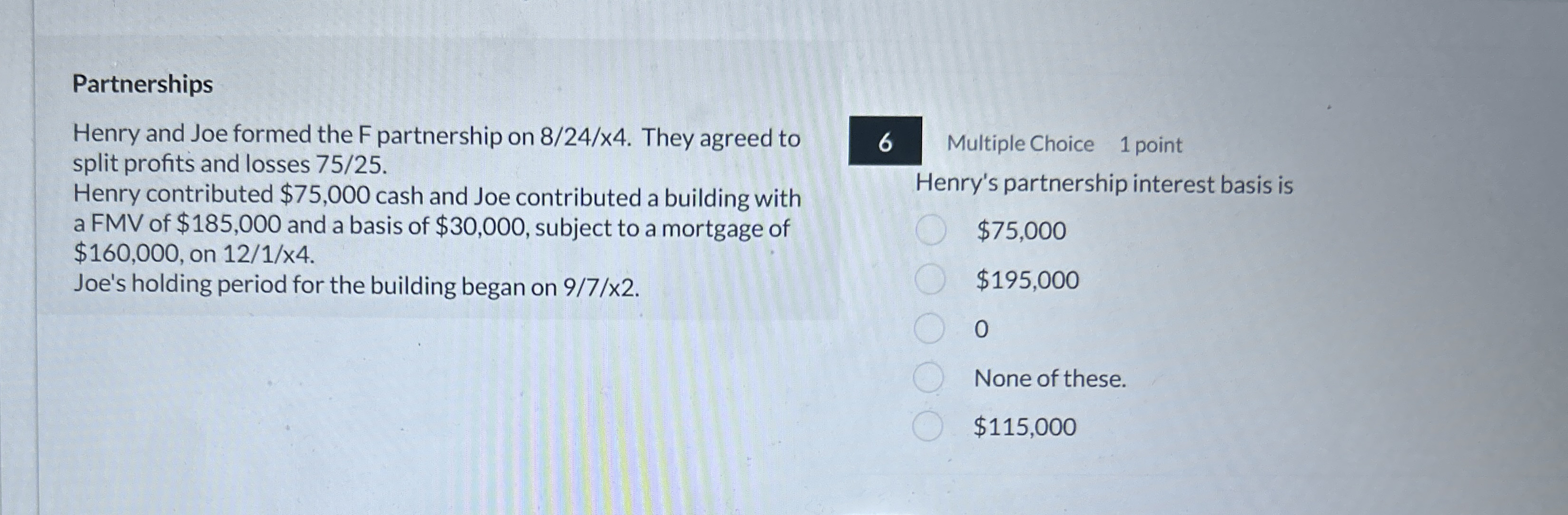 Partnerships Henry and Joe formed the F