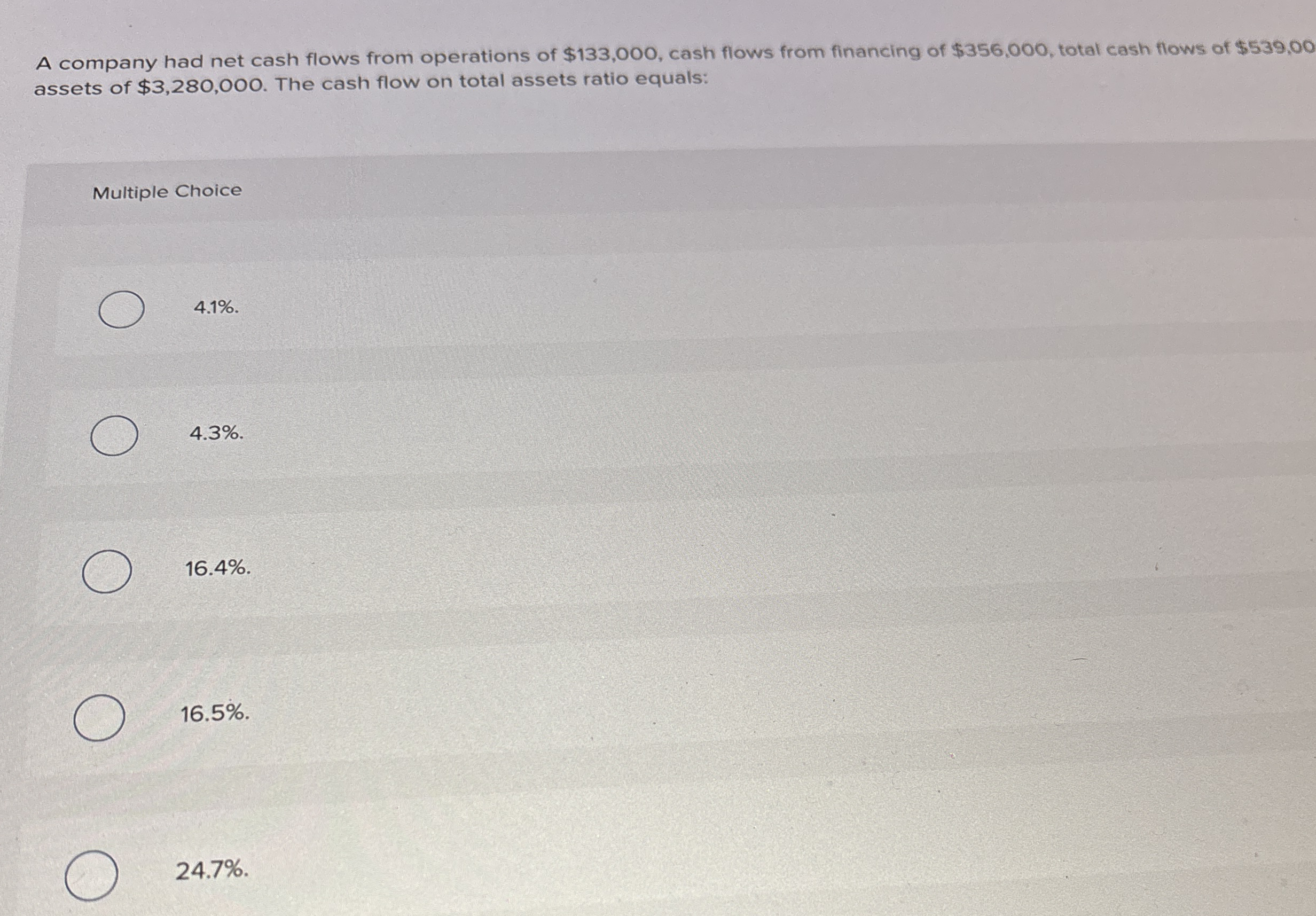 A company had net cash flows from operations of $