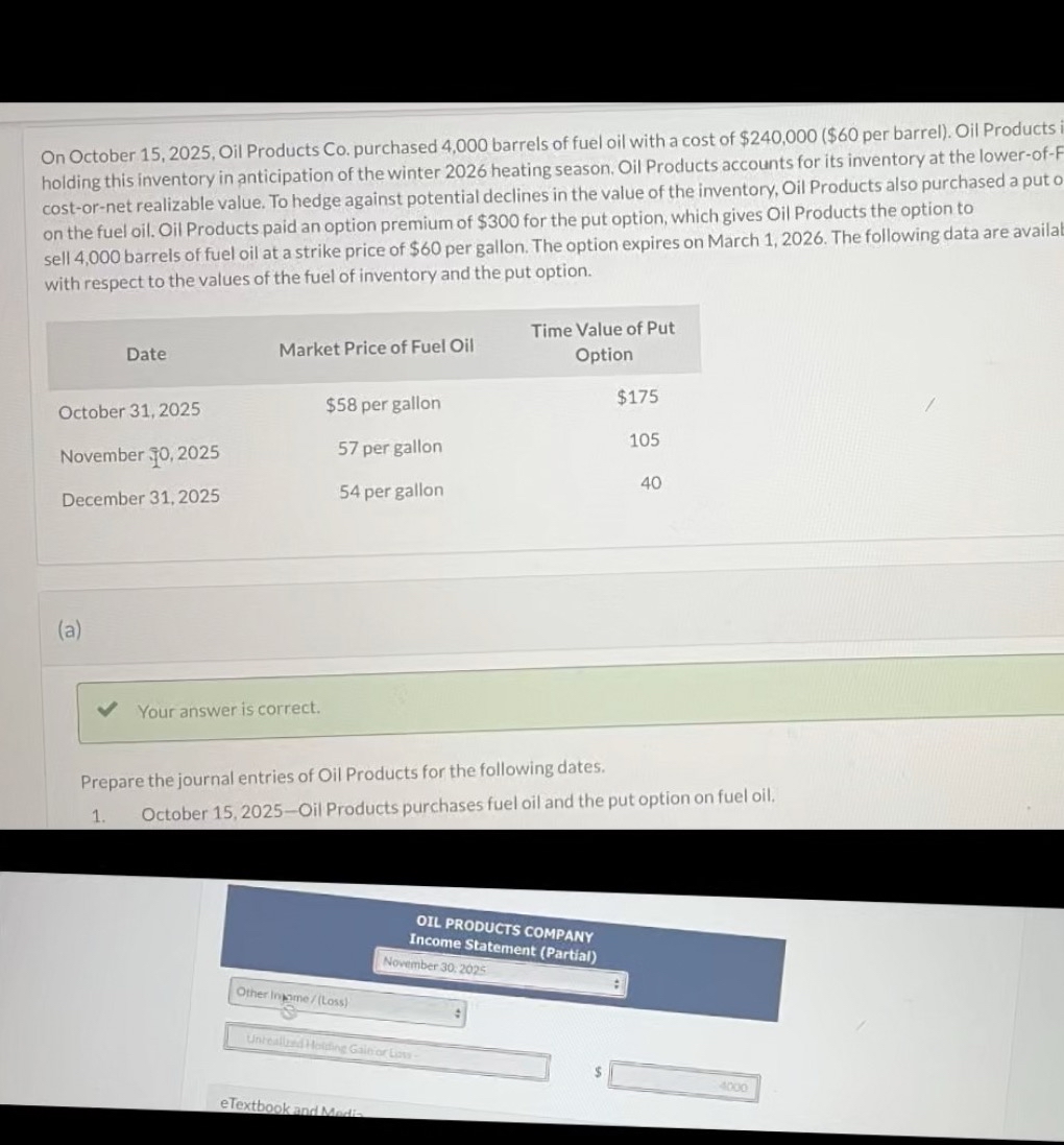 On October 1 5 , 2 0 2 5 , Oil Products Co .