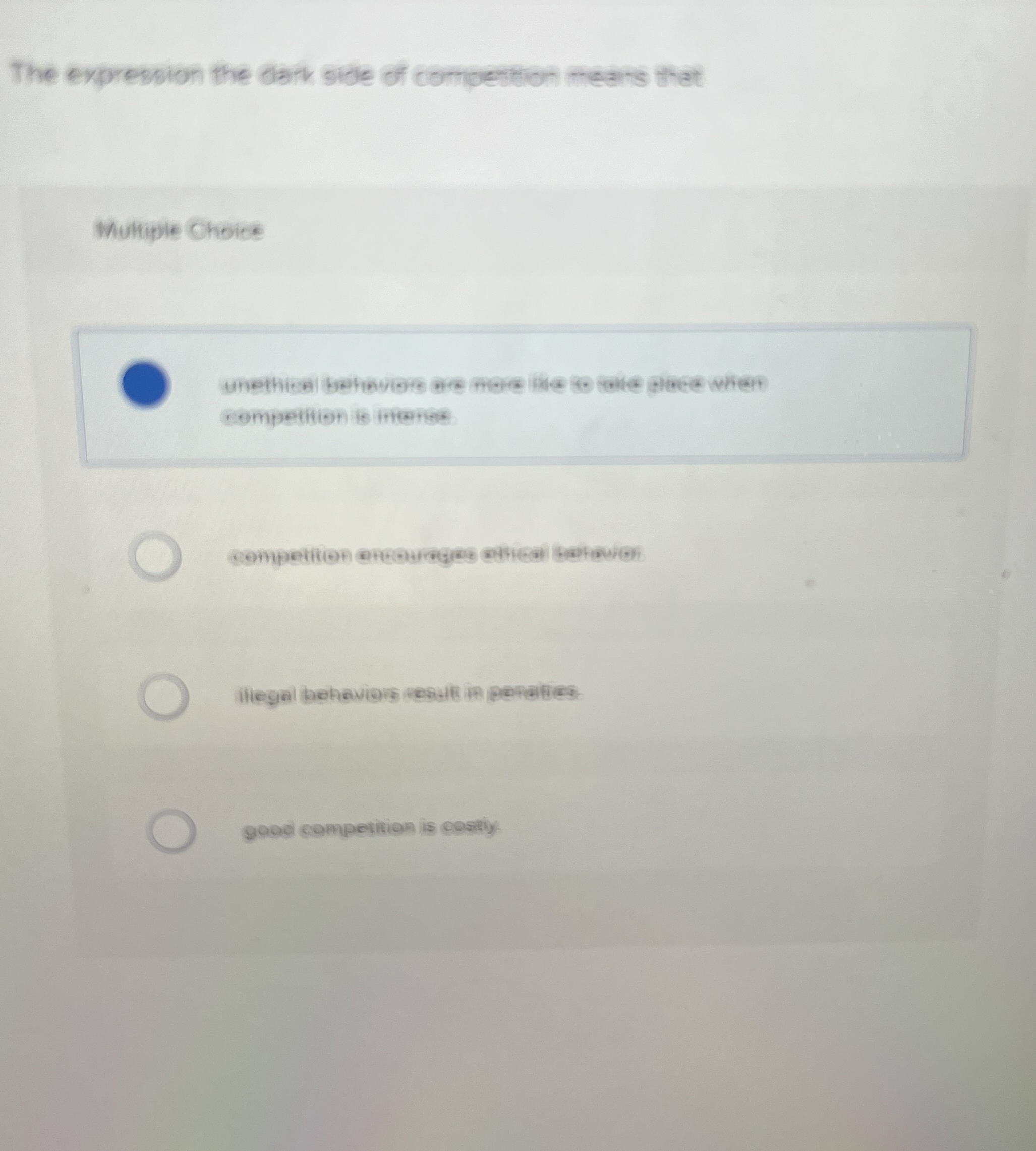 The expression the dark side of compertion means