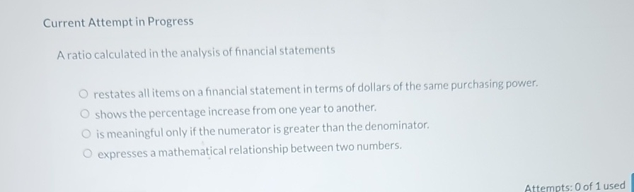 Current Attempt in Progress A ratio calculated in