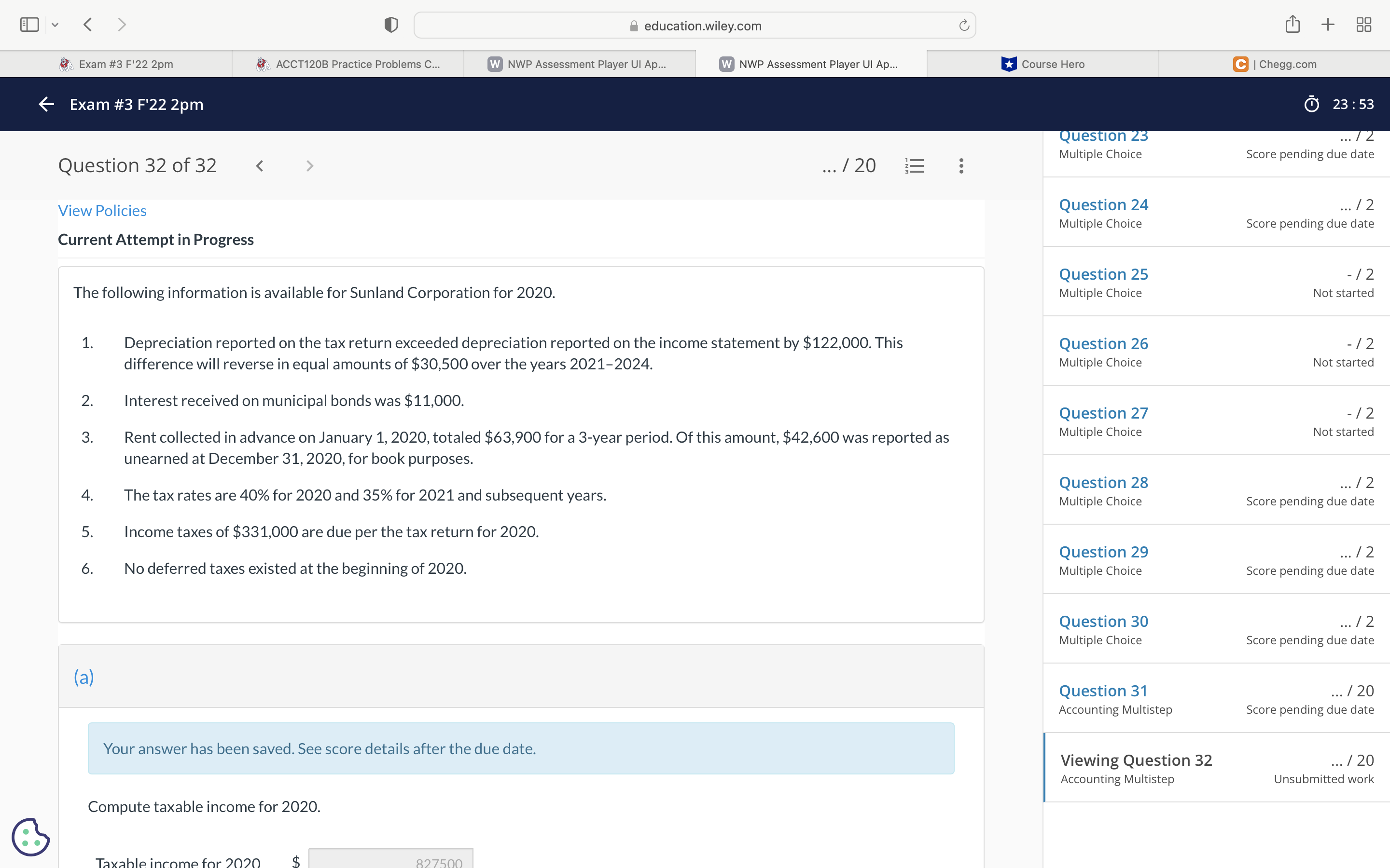 education.wiley.com C + 88 Exam #3 F'22 2pm