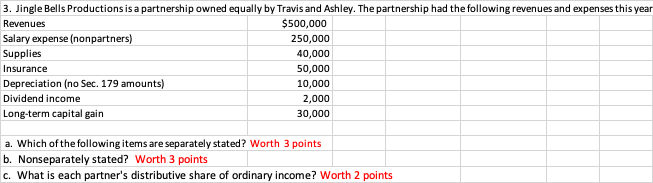 3. Jingle Bells Productions is a partnership
