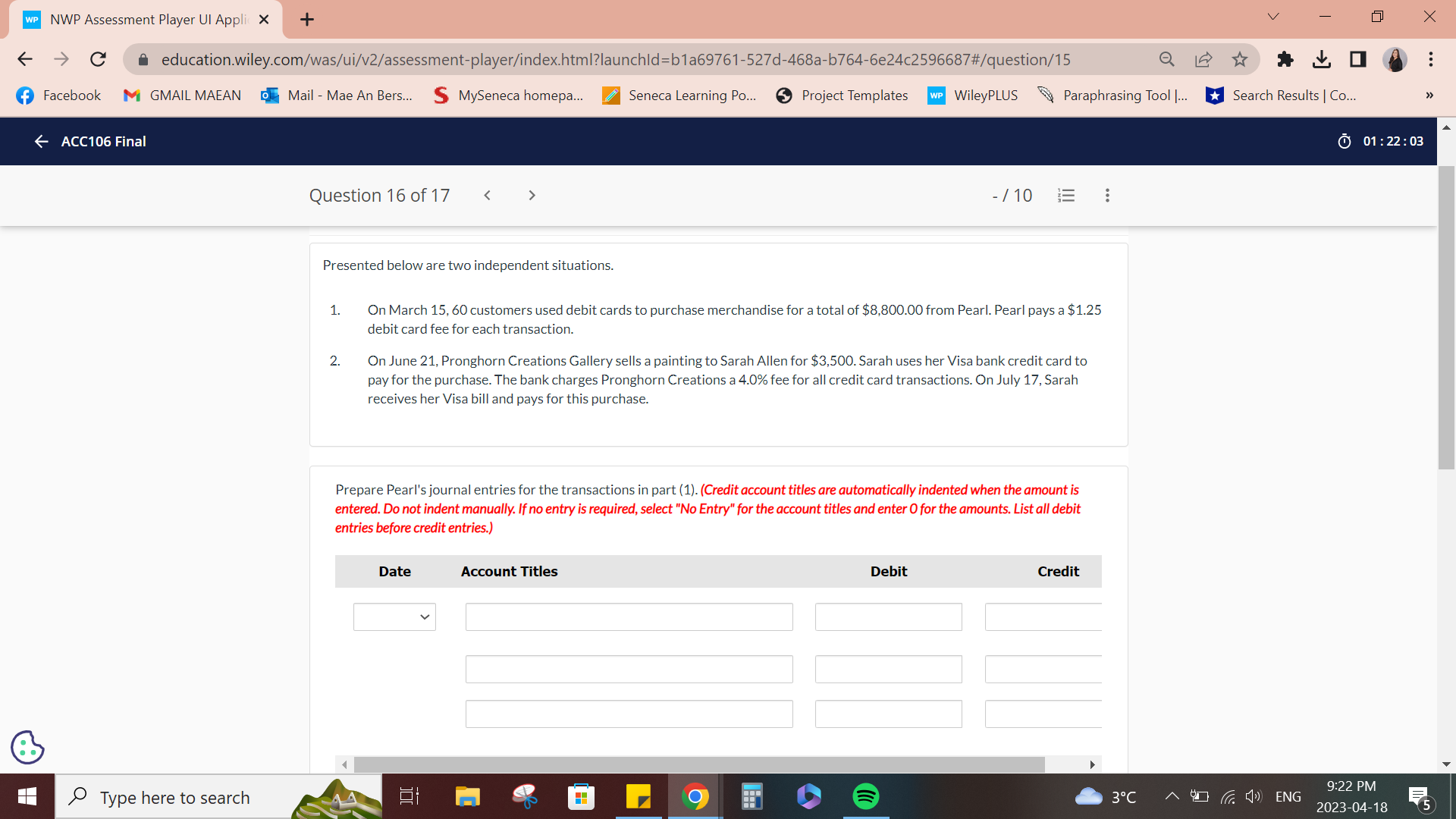 WP NWP Assessment Player UI Appli X + V X C