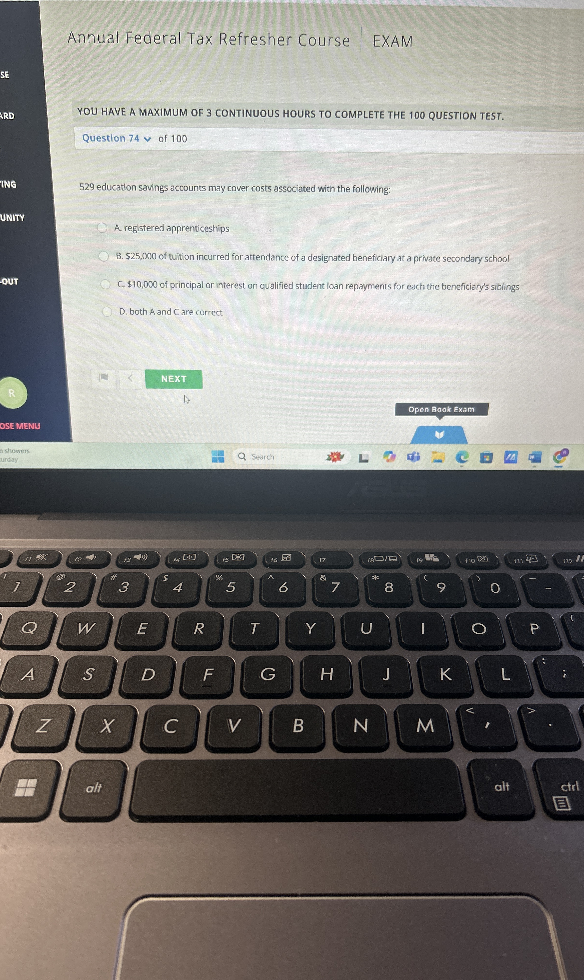 Annual Federal Tax Refresher Course EXAM YOU HAVE