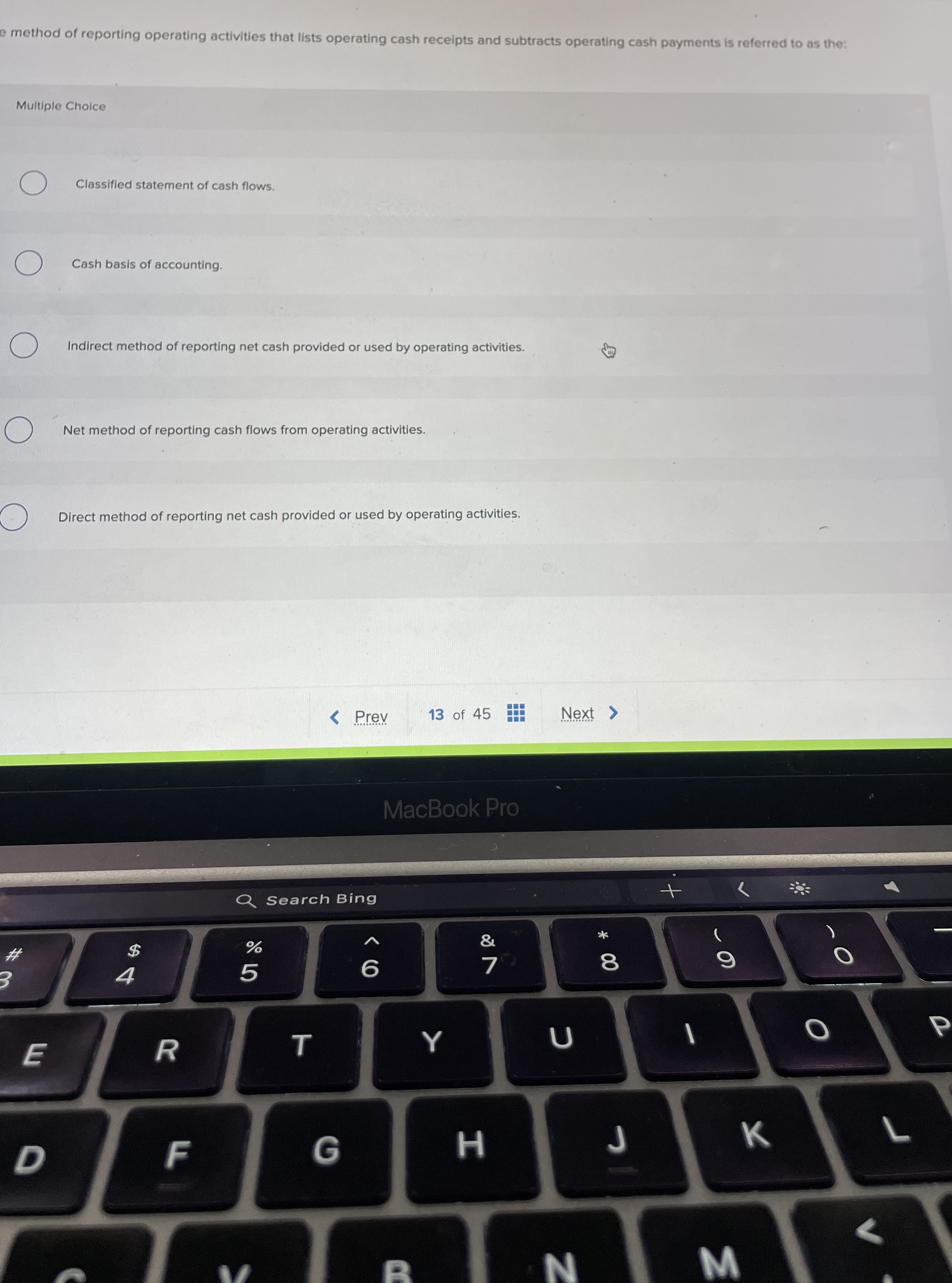 method of reporting operating activities that