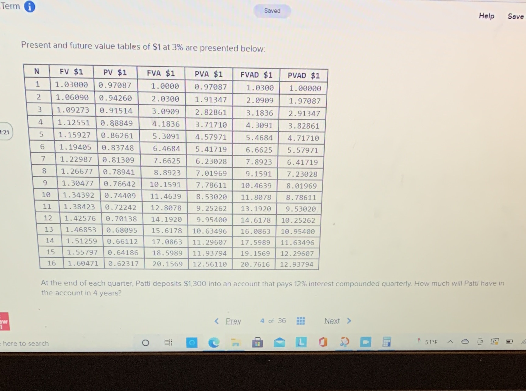 saved Help Save rTerm 0 Present and future value