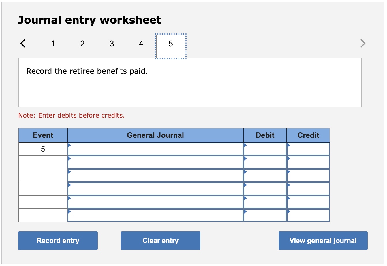 Journal entry worksheet Record the cash