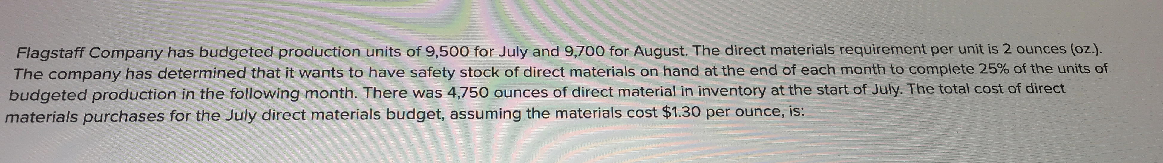 Flagstaff Company has budgeted production units