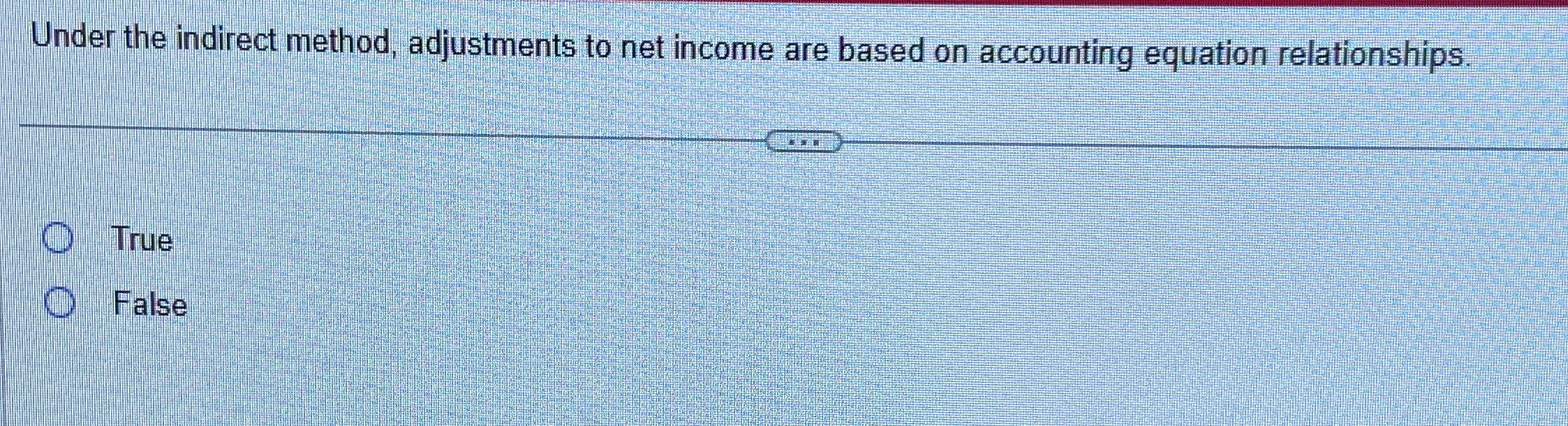 Under the indirect method, adjustments to net