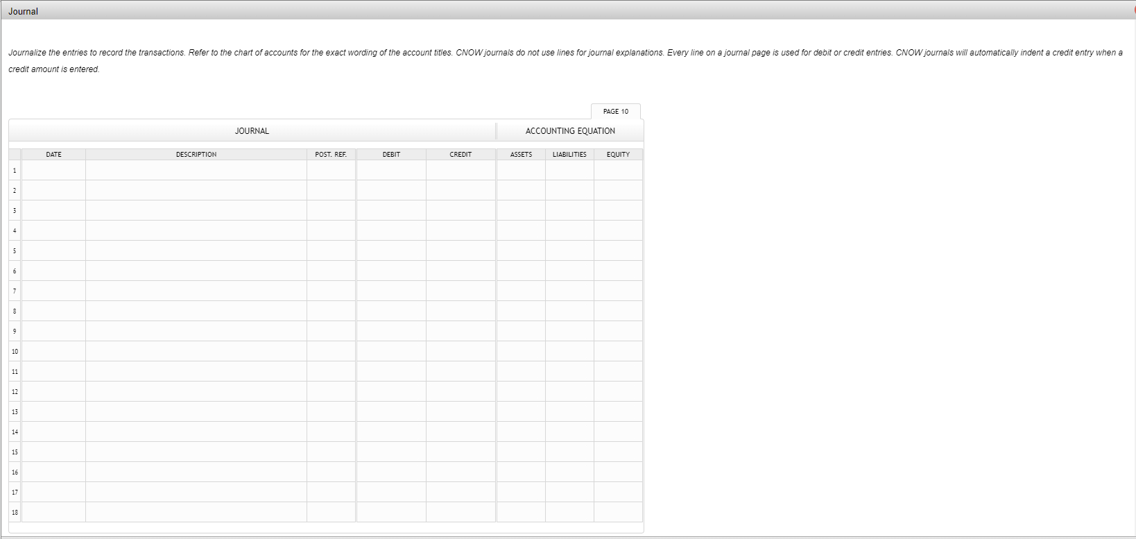 Instructions The following selected accounts