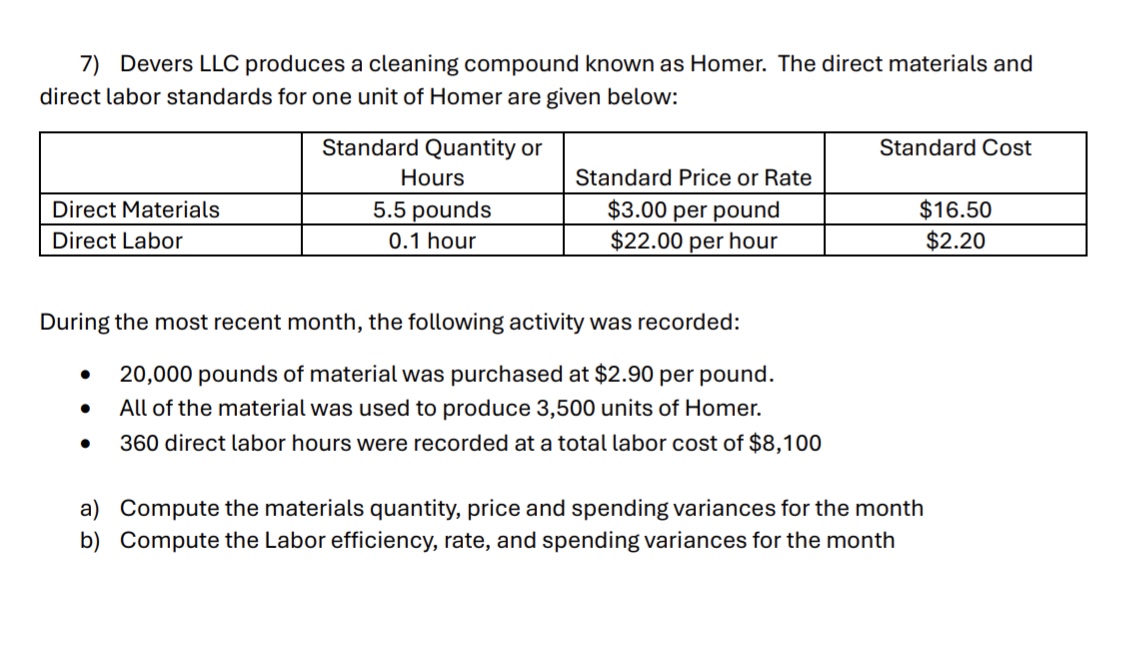 7 ) Devers LLC produces a cleaning compound known