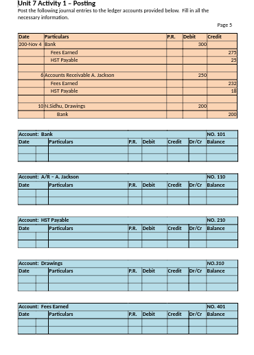 Unit 7 Activity 1 - Posting Post the following