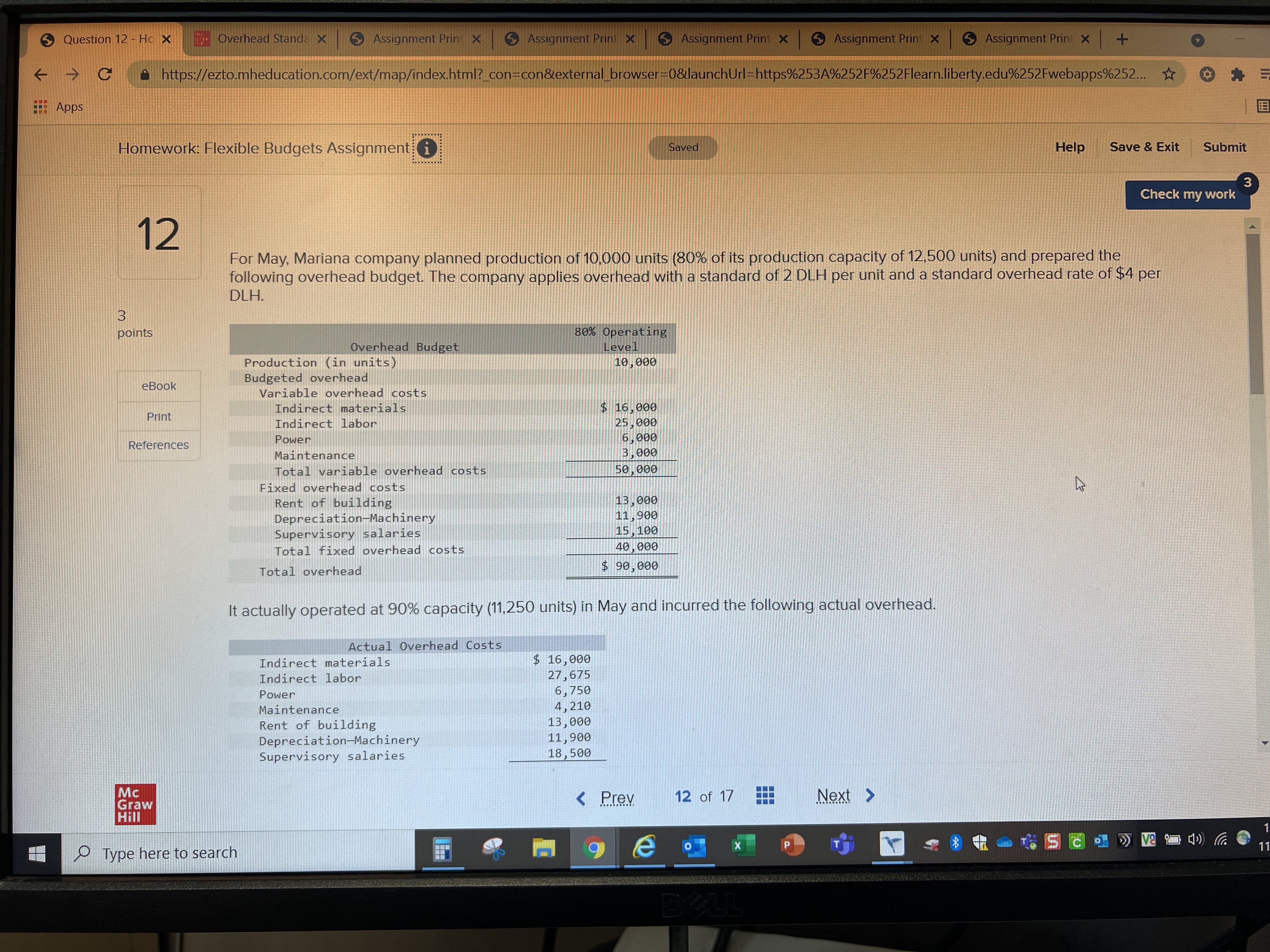 5 Question 12 - Ho x Overhead Standa x Assignment