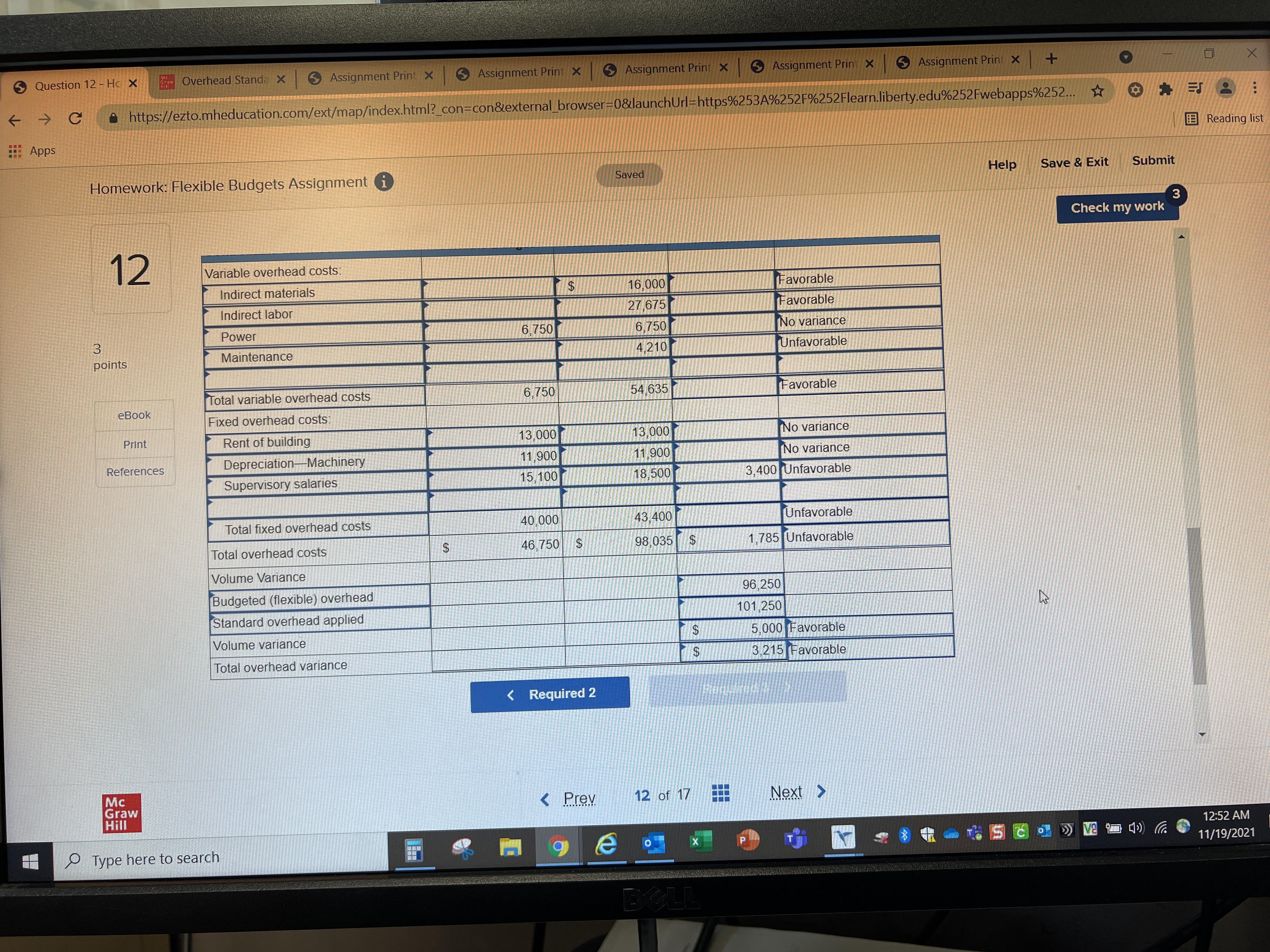 5 Question 12 - Ho x Overhead Standa x Assignment