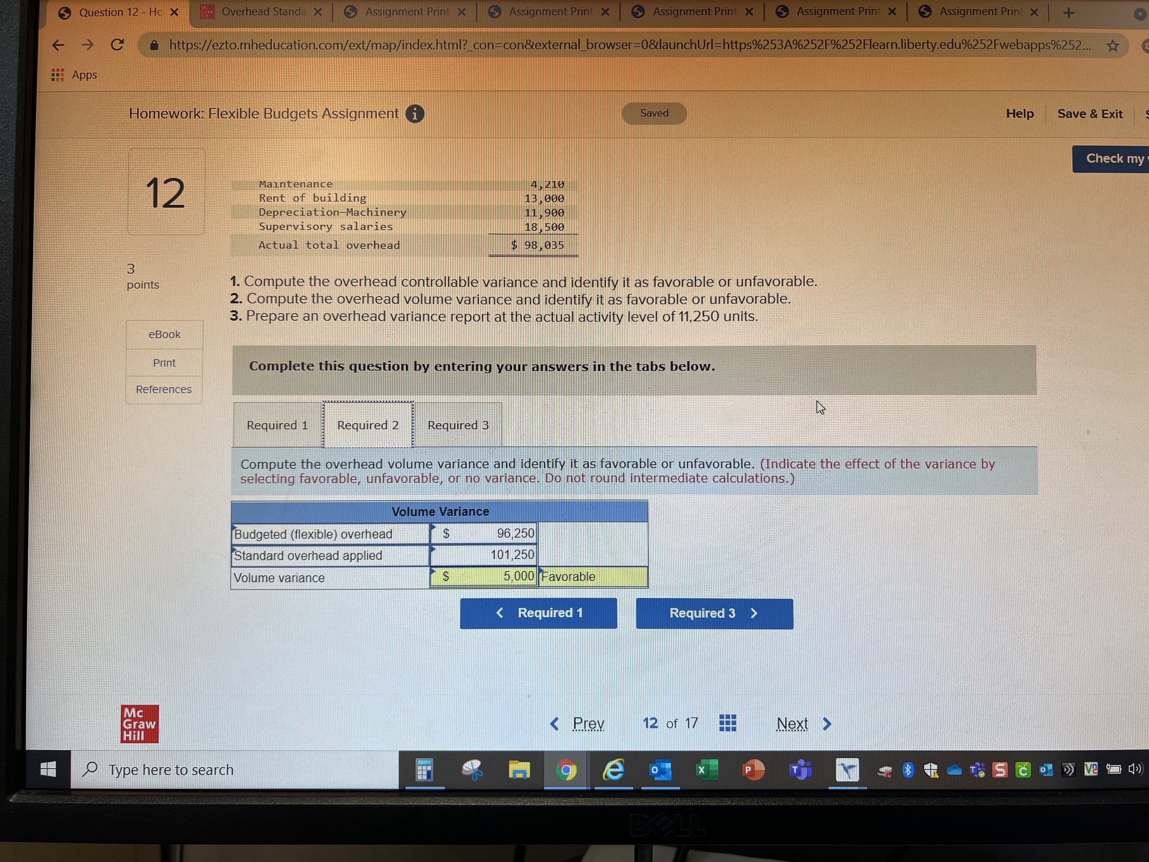 5 Question 12 - Ho x Overhead Standa x Assignment