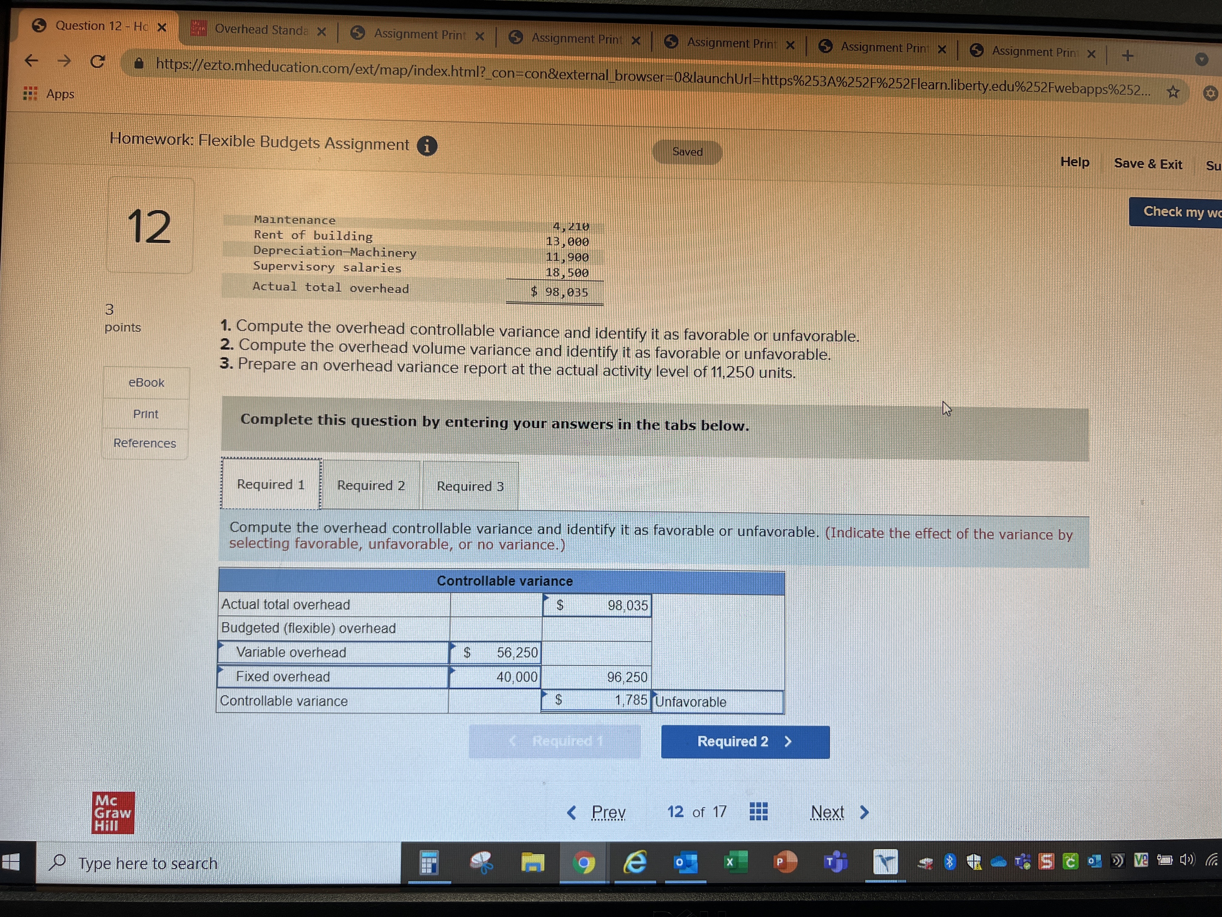 5 Question 12 - Ho x Overhead Standa x Assignment