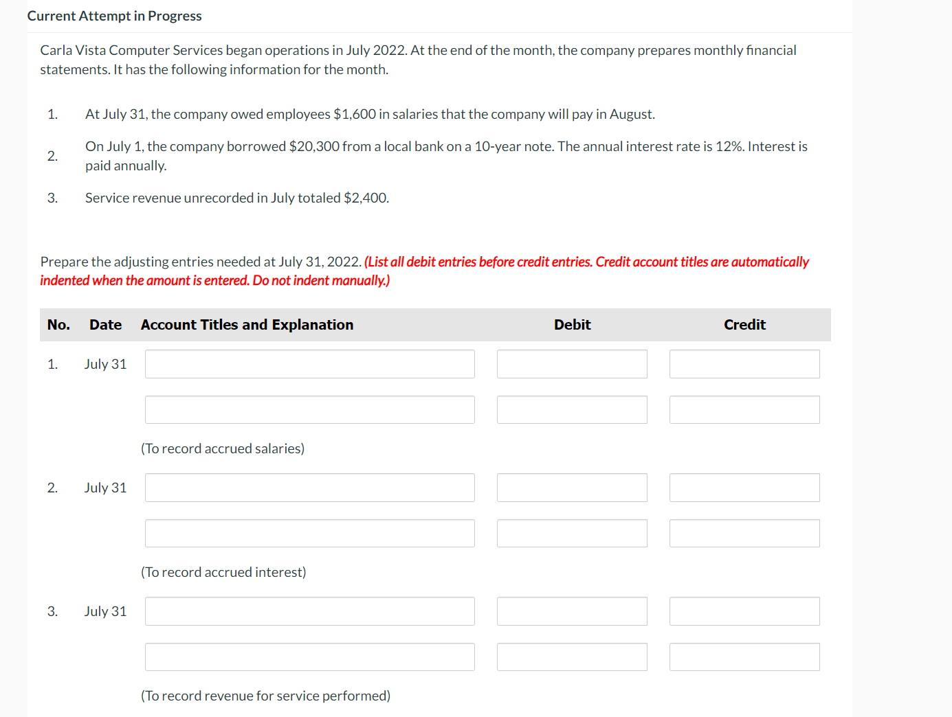 Current Attempt in Progress Carla Vista Computer