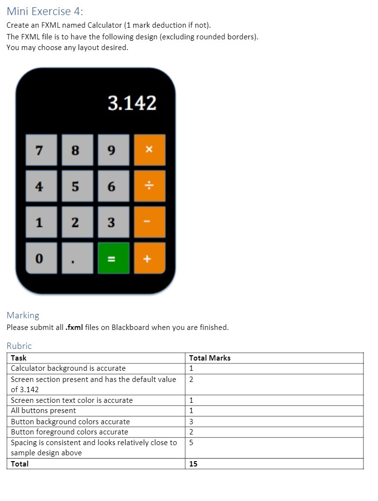 Mini Exercise 4: Create an FXML named Calculator
