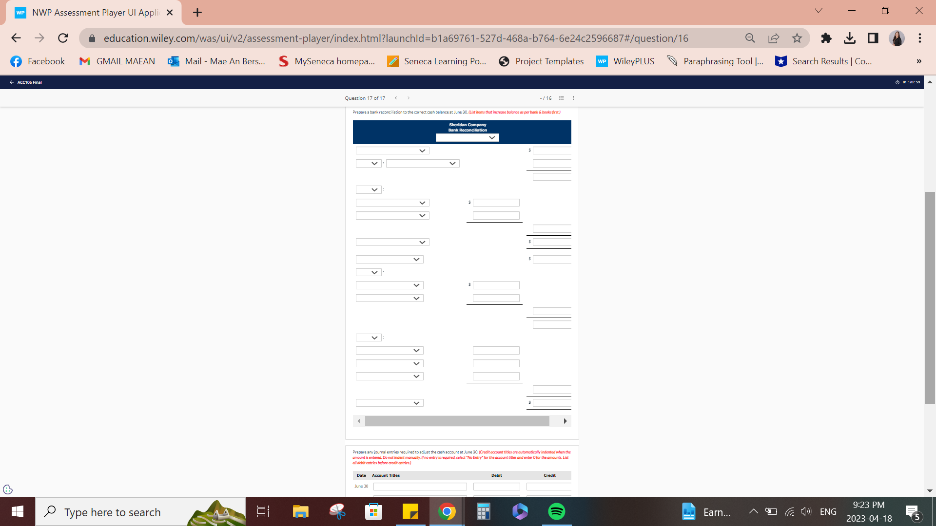 WP NWP Assessment Player UI Appli X + V X C