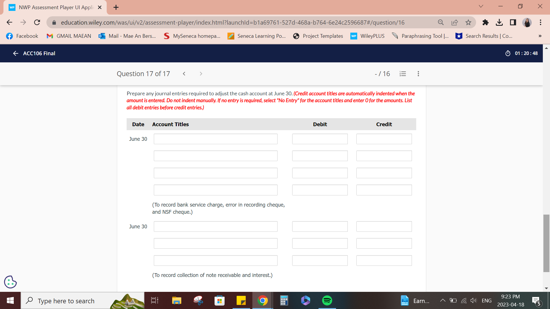 WP NWP Assessment Player UI Appli X + V X C