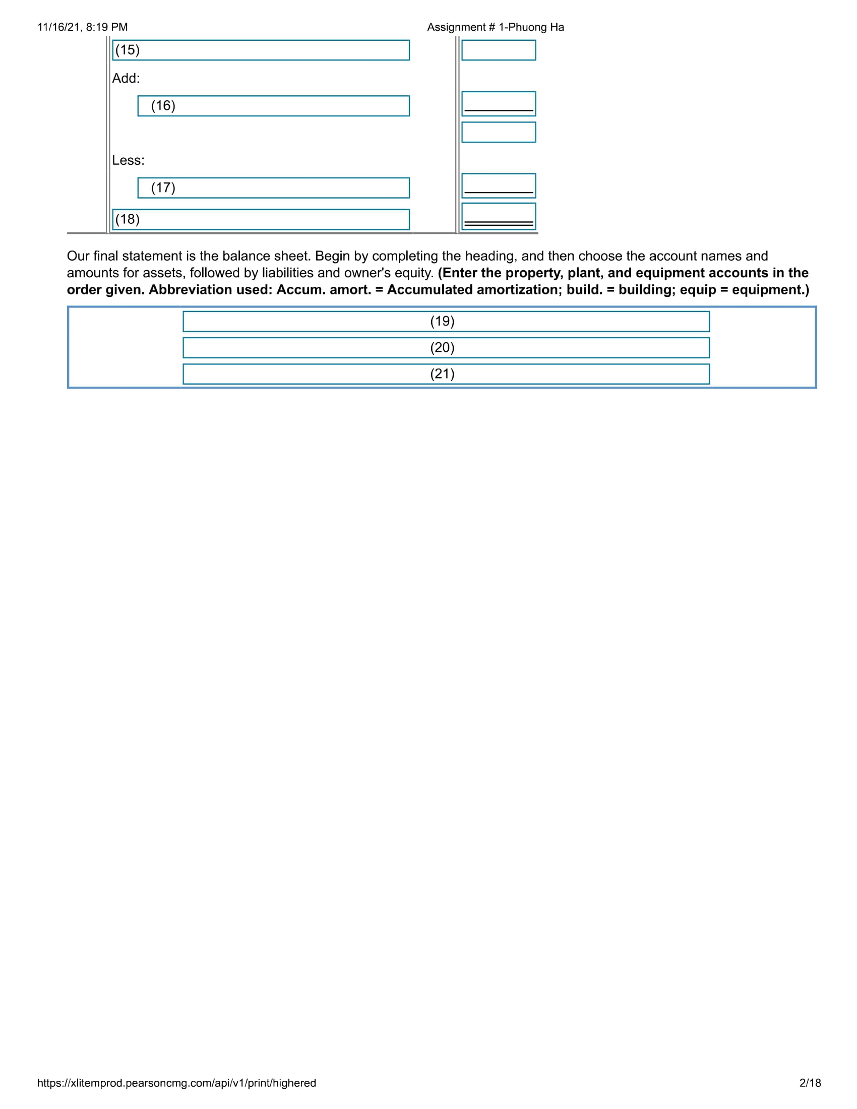 11l16l21. 8:19 PM Assignmentsl 1-Phuong Ha