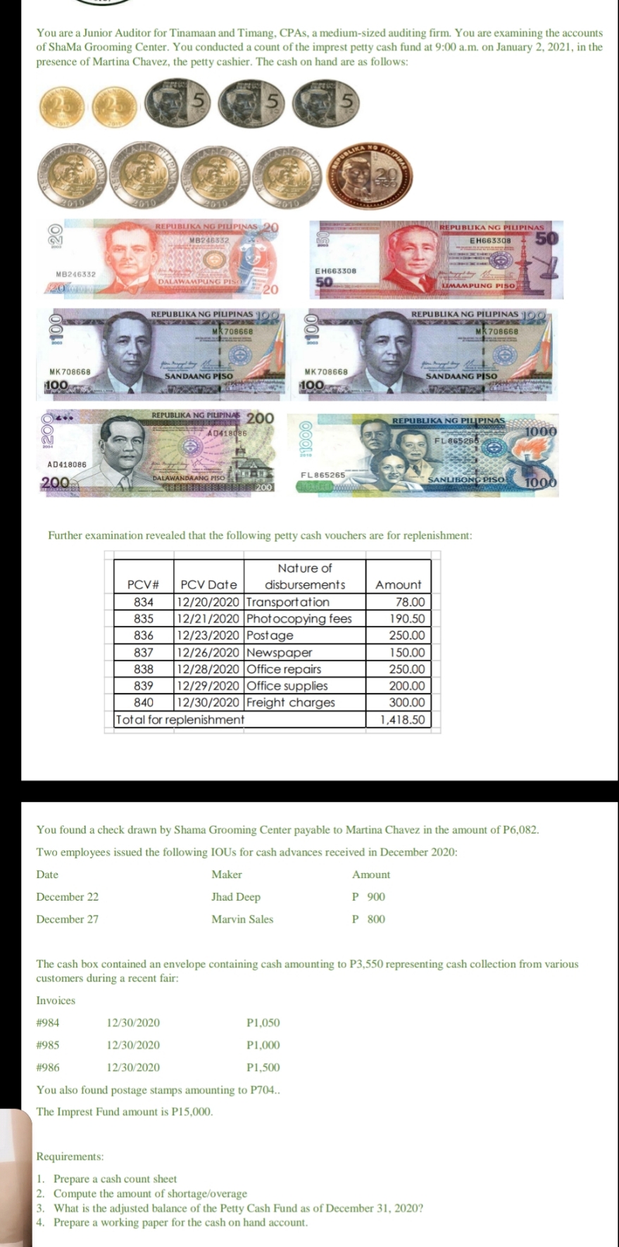 Answer You are a Junior Auditor for Tinamaan and