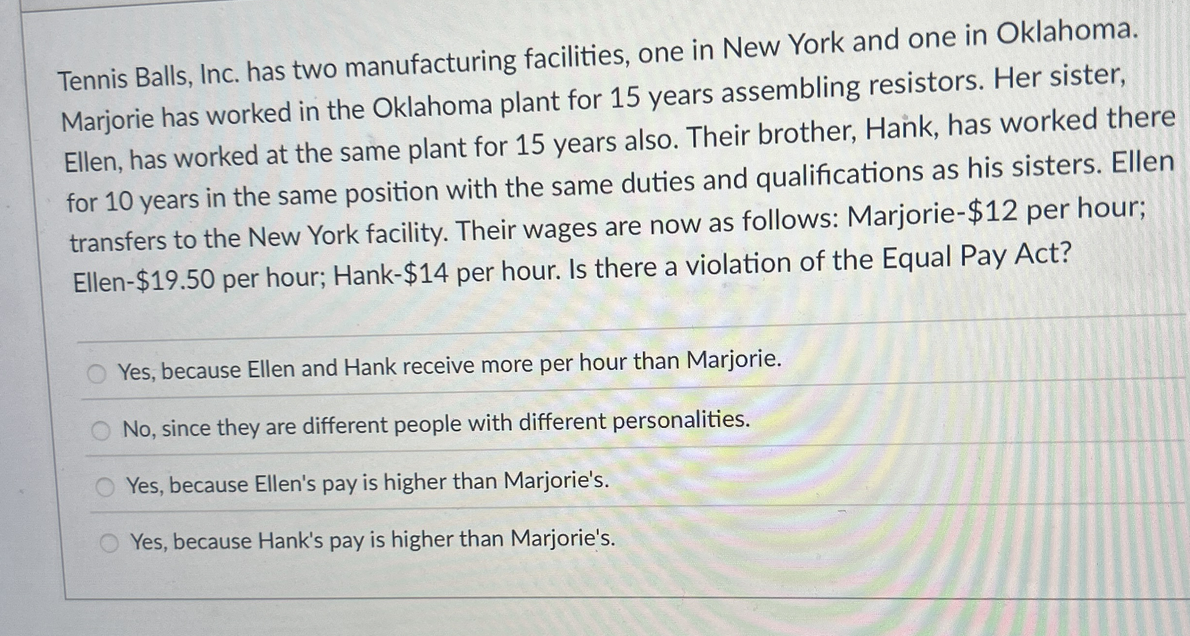 Tennis Balls, Inc. has two manufacturing