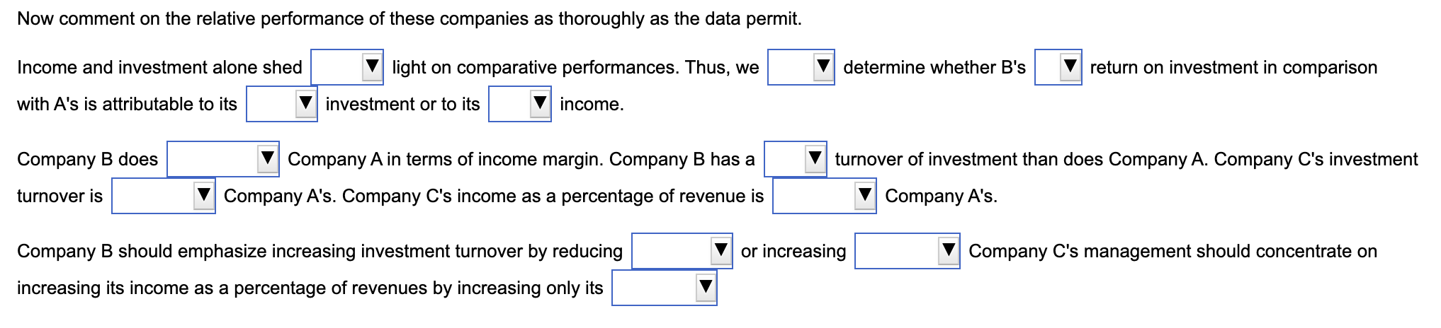Now comment on the relative performance of these