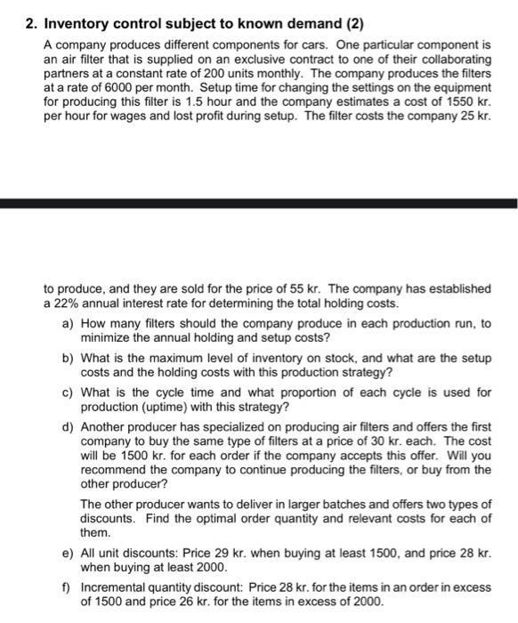 2. Inventory control subject to known demand (2)