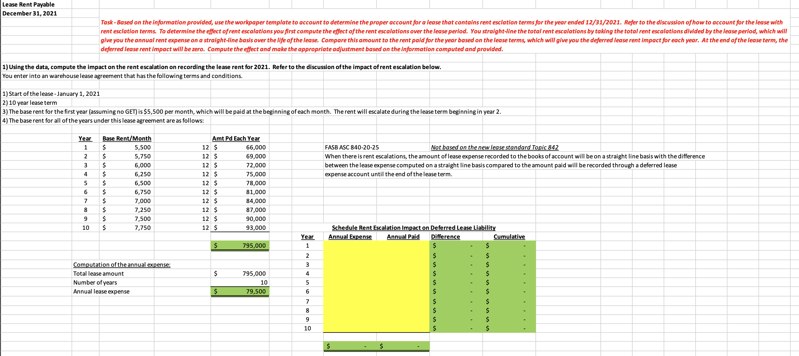 December 3 1 , 2 0 2 1 deferred lease rent impact