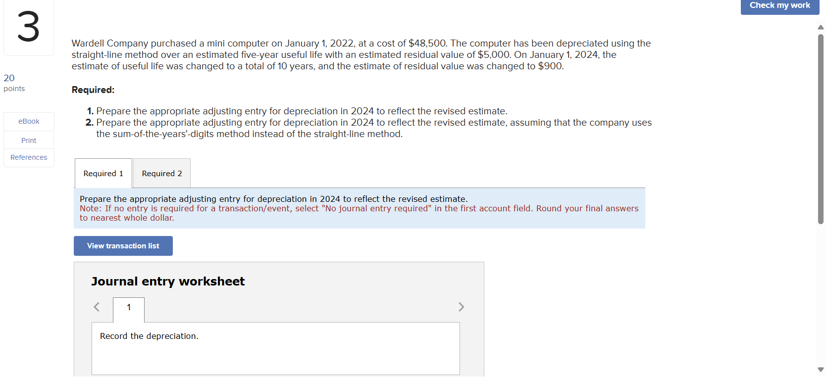 Wardell Company purchased a mini computer on