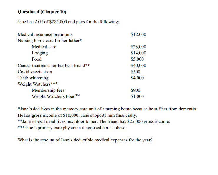 Question 3 (Chapter 10) Jermaine's filing status