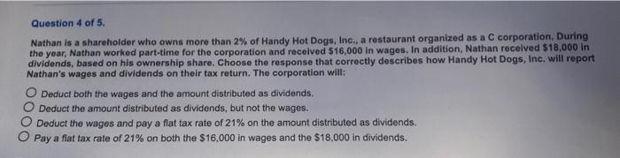 3 Question 4 of 5. Nathan is a shareholder who