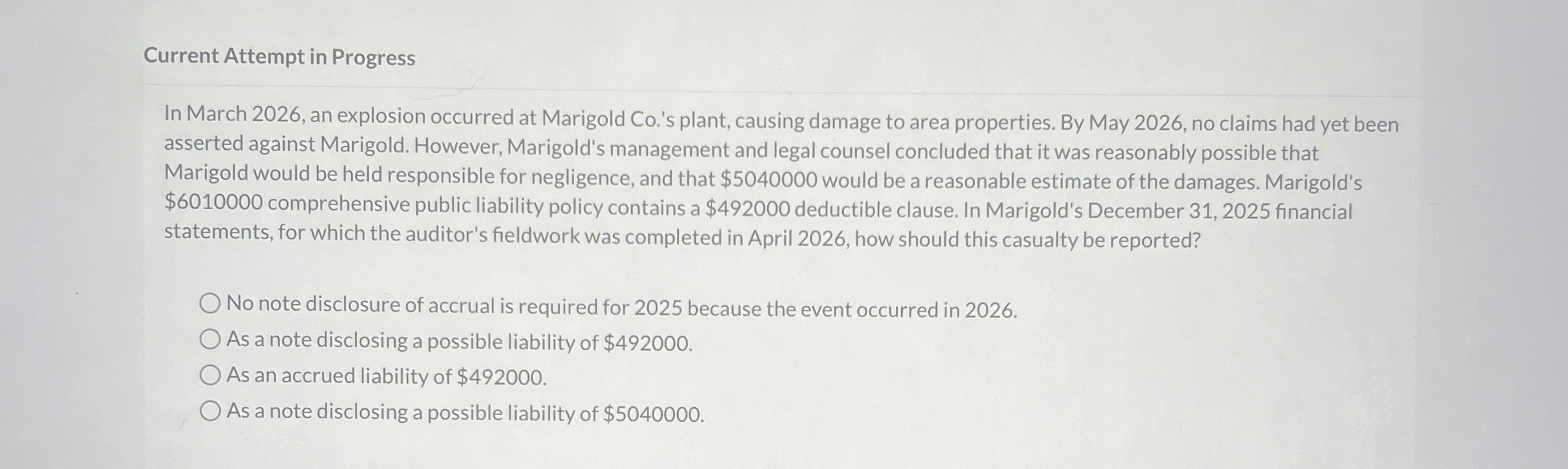 Current Attempt in Progress In March 2 0 2 6 , an