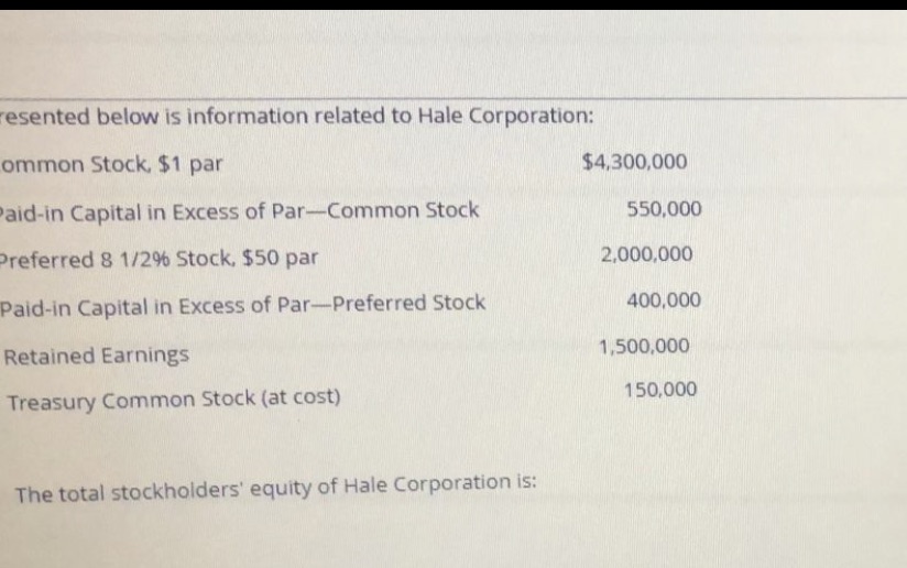esented below is information related to Hale
