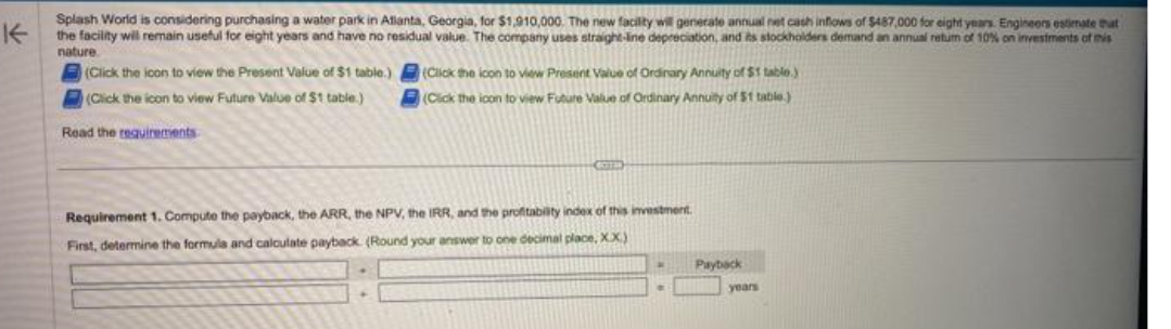 Splash World is considering purchasing a water