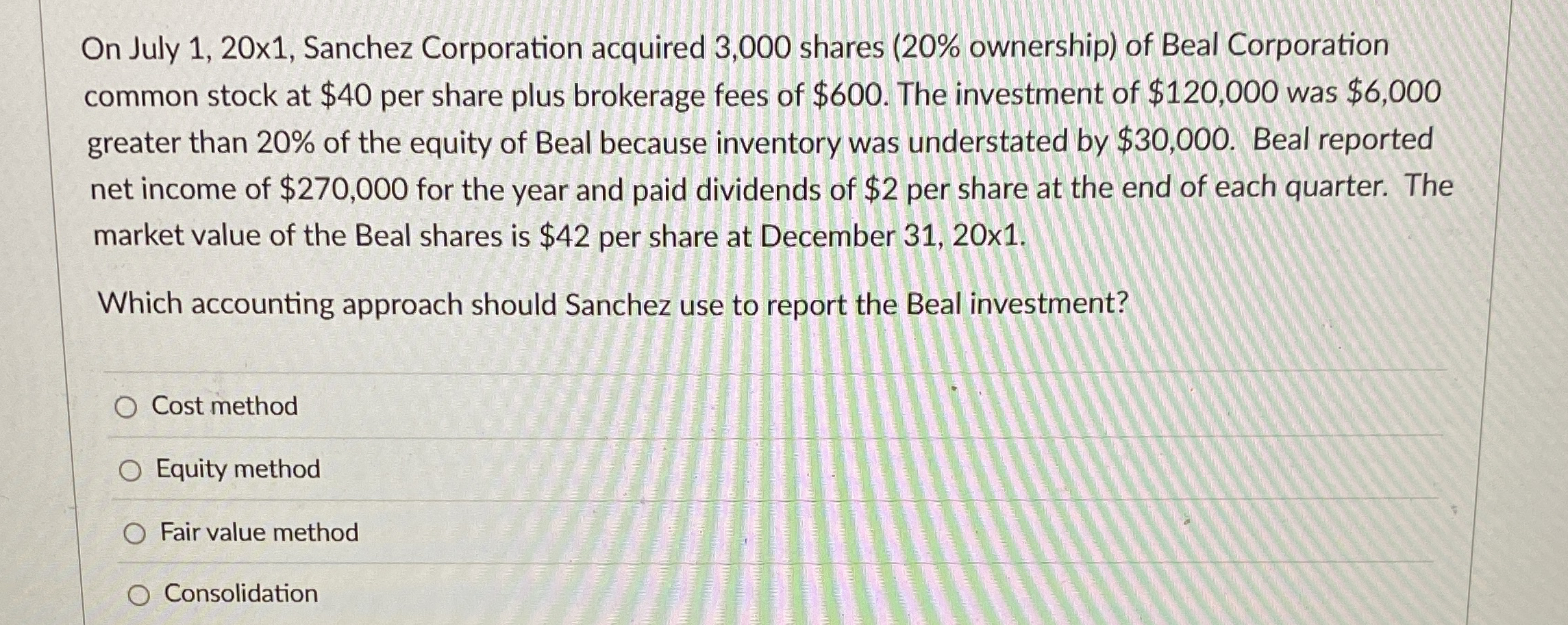 On July 1 , 2 0 x 1 , Sanchez Corporation
