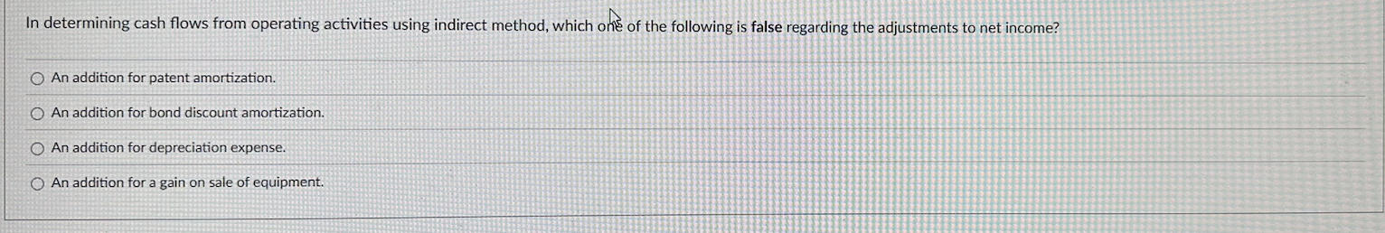 Q1 In determining cash flows from operating