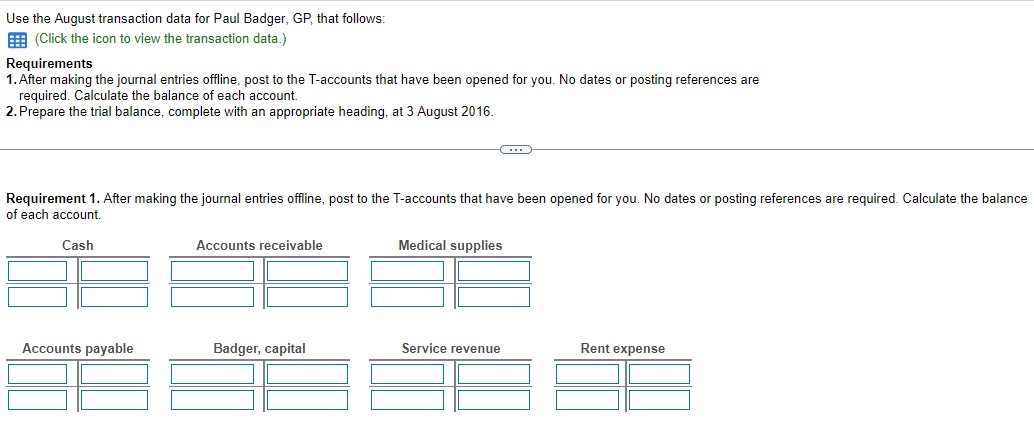 Use the August transaction data for Paul Badger,