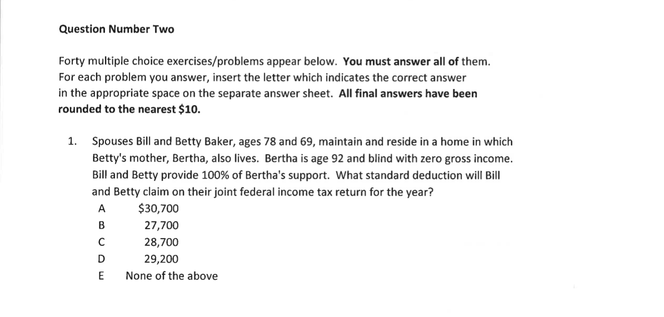 Question Number Two Forty multiple choice