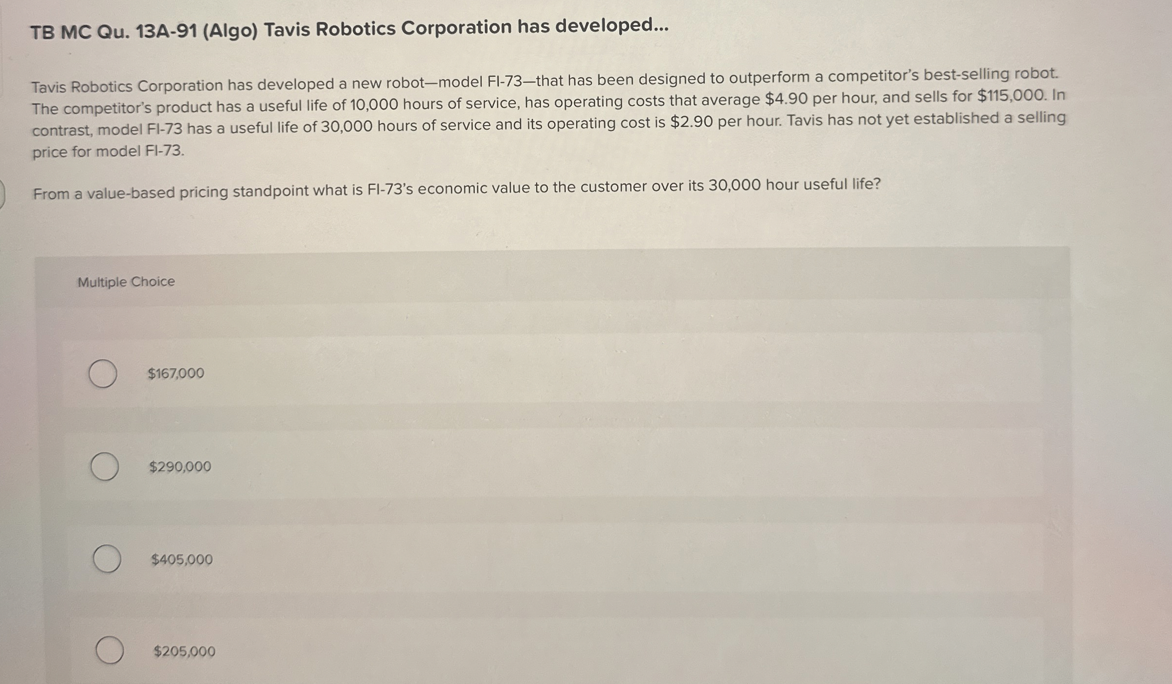 TB MC Qu . 1 3 A - 9 1 ( Algo ) Tavis Robotics