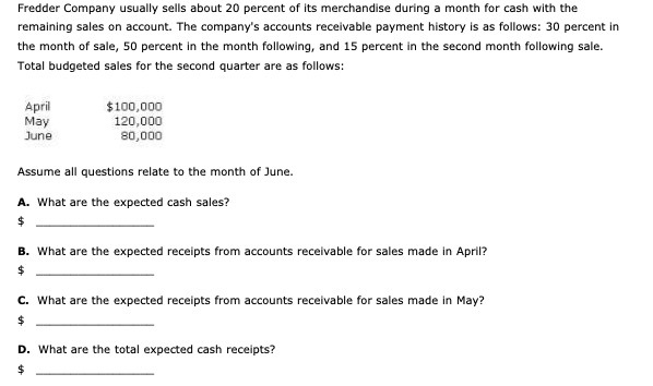 Fredder Company usually sells about 20 percent of