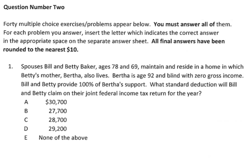 Forty multiple choice exercises / problems appear