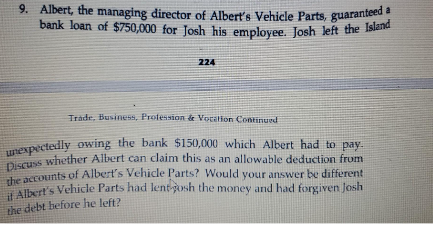 9. Albert, the managing director of Albert's