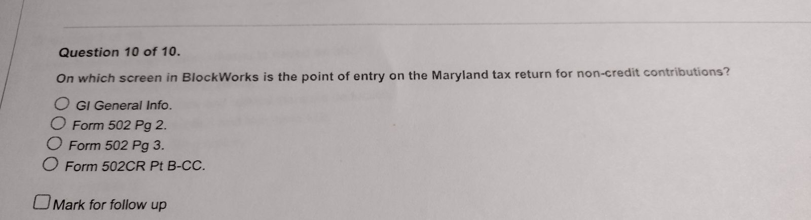 Question 1 0 of 1 0 . On which screen in