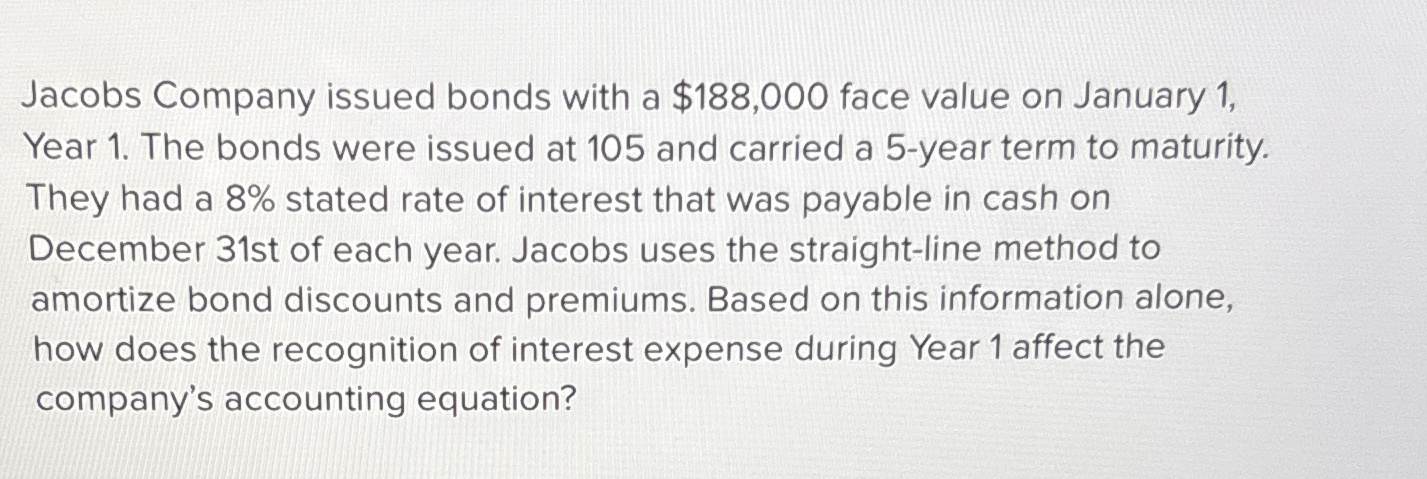 Jacobs Company issued bonds with a $ 1 8 8 , 0 0