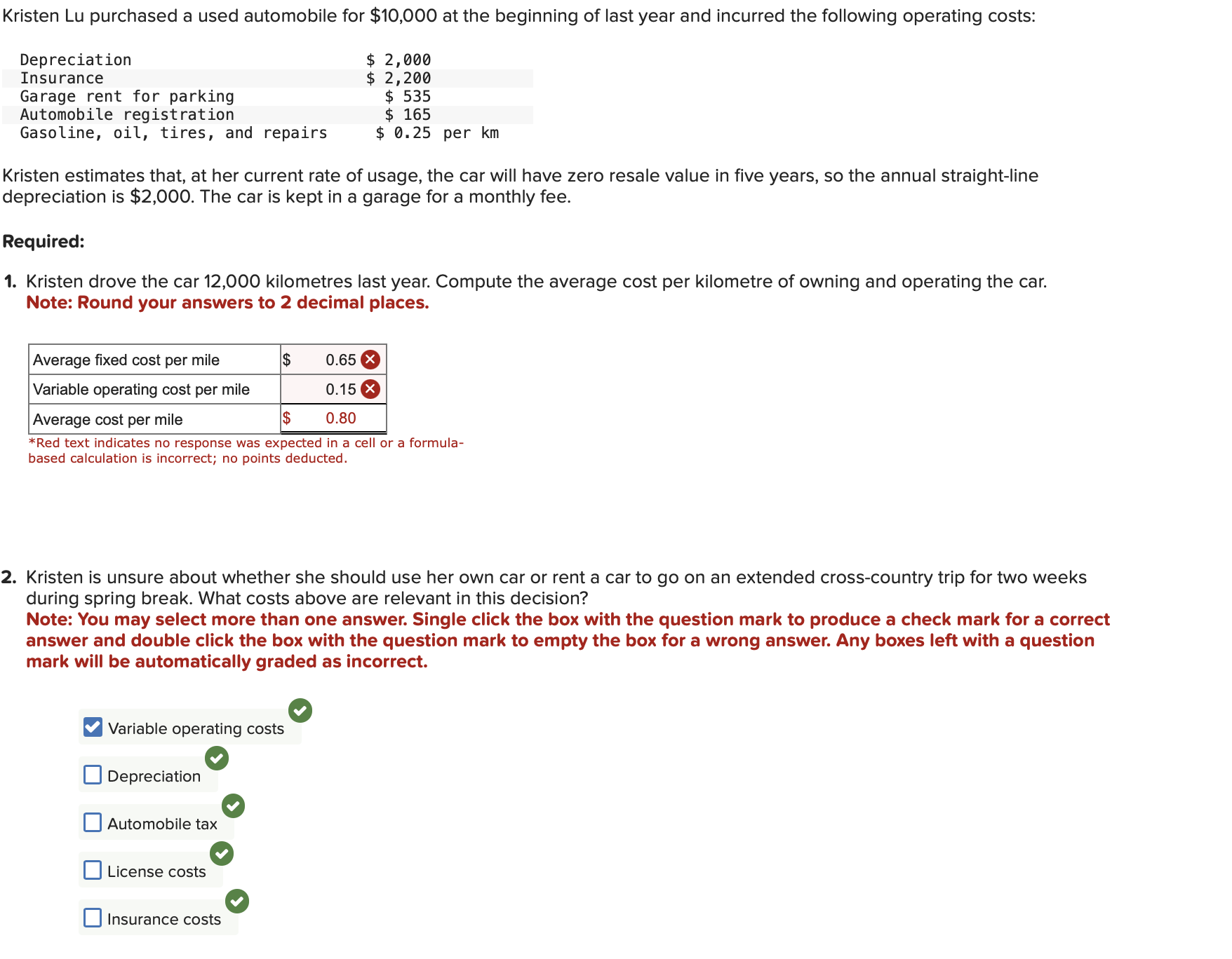 2 . Kristen is unsure about whether she should