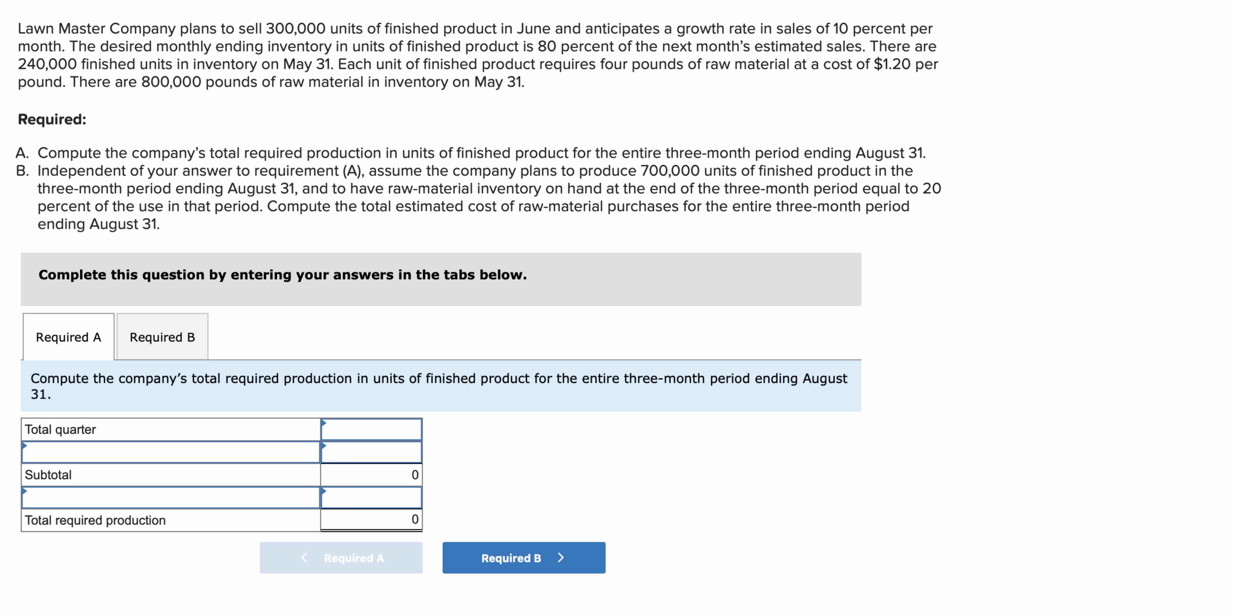 Lawn Master Company plans to sell 3 0 0 , 0 0 0